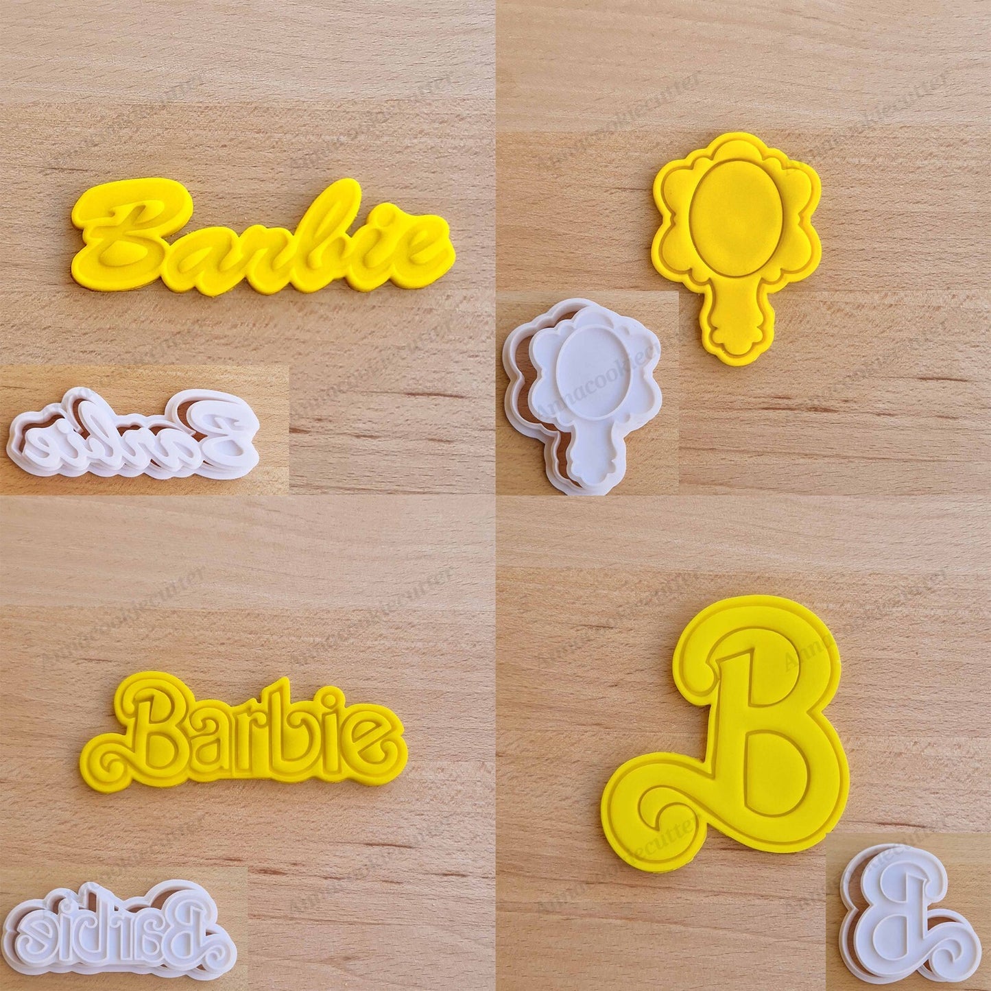 Barbie Set Tagliabiscotti Specchio Logo B Formine Per Biscotti Cookie Cutter