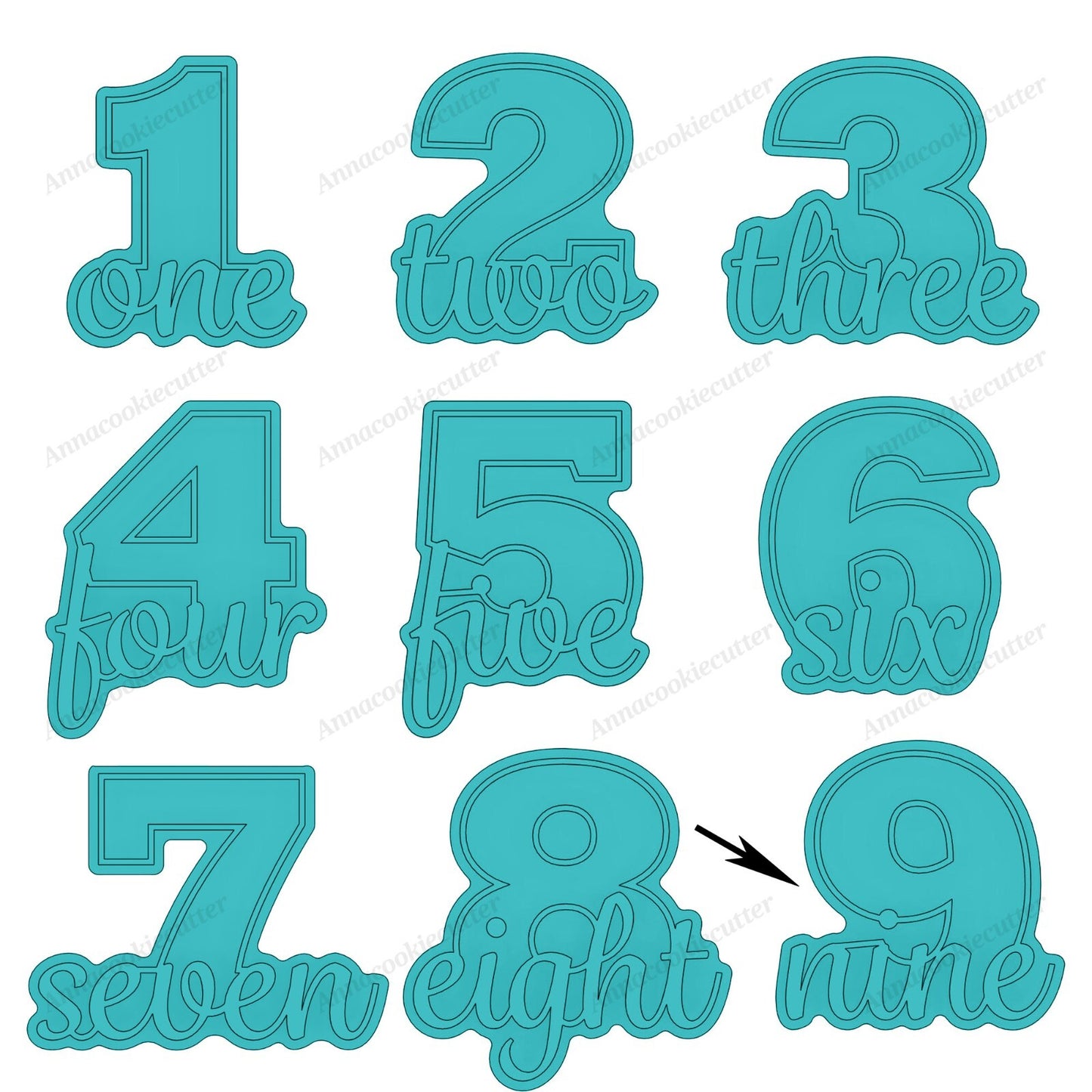 Set di Formine per Biscotti con Numeri di Compleanno da 1 a 9 Cookie Cutter