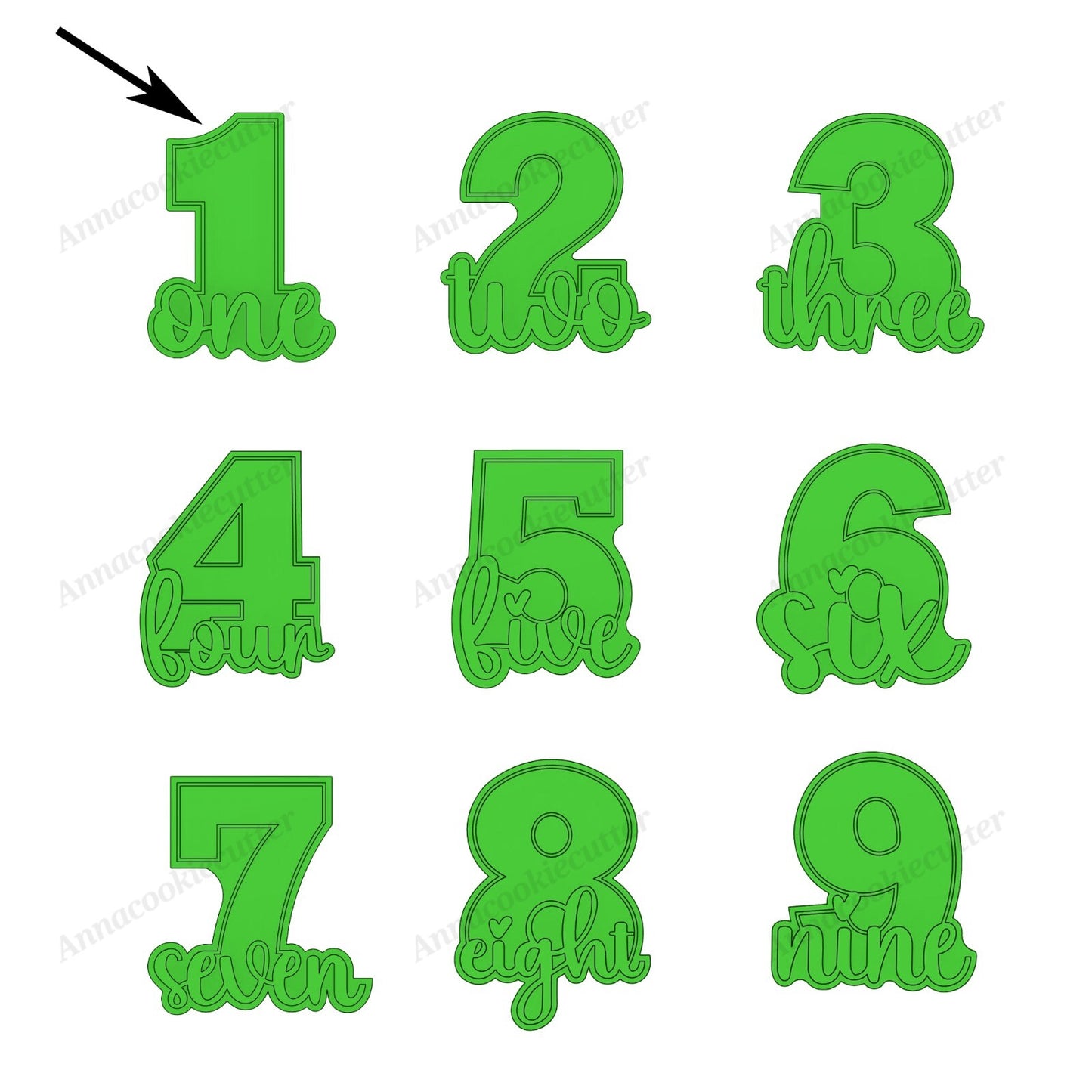 Set di Formine per Biscotti con Numeri di Compleanno da 1 a 9 Cookie Cutter