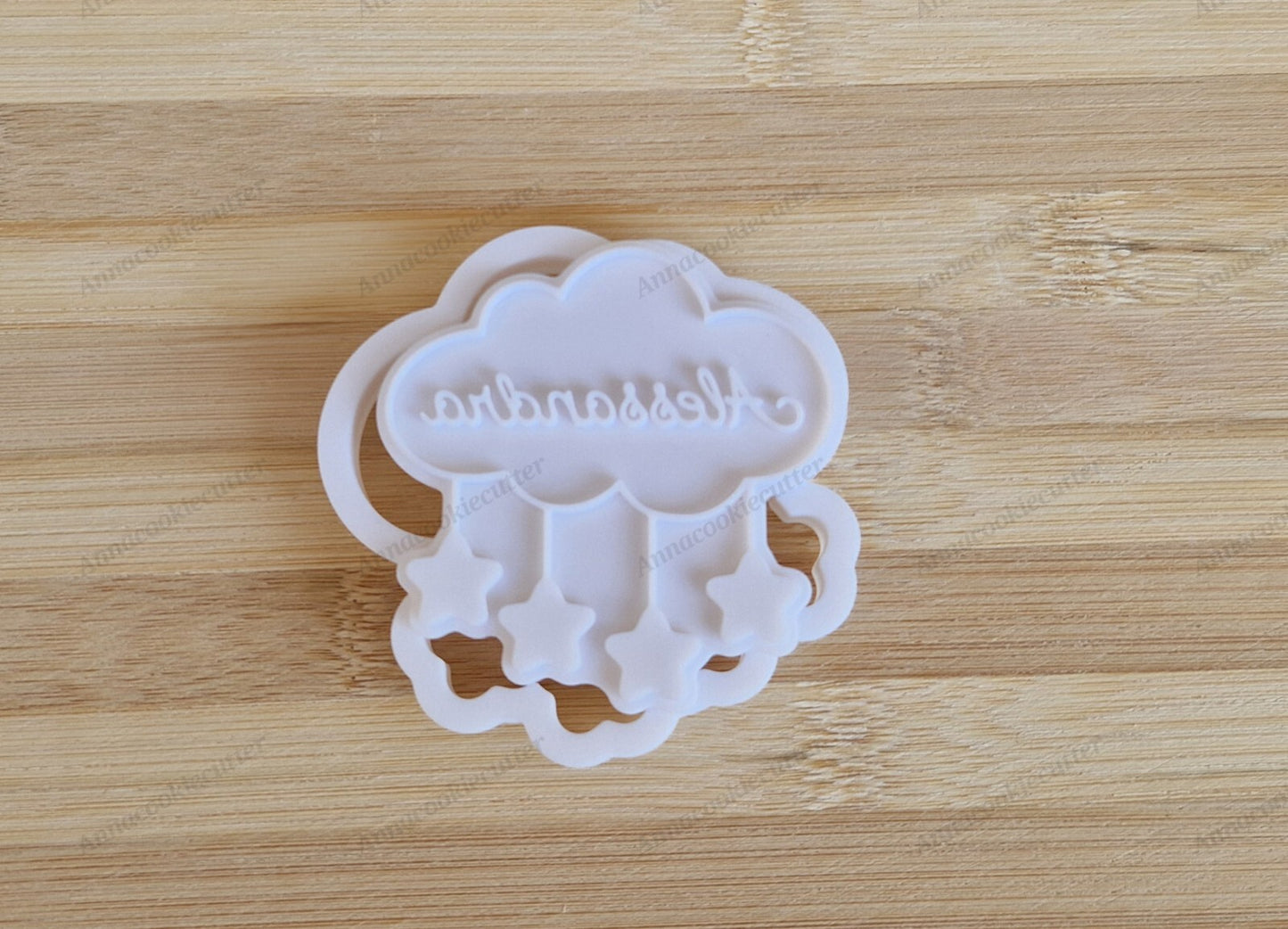 Tagliabiscotti Nuvola e Stella Personalizzato Baby Shower Battesimo Compleanno