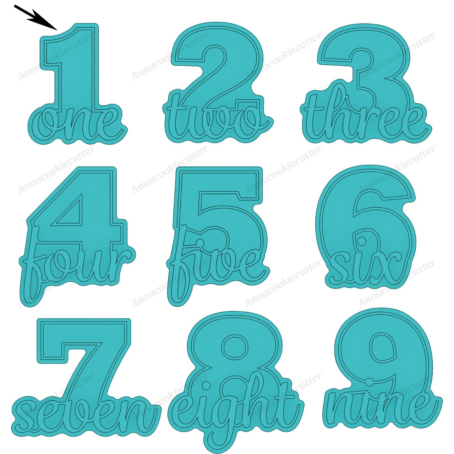 Set di Formine per Biscotti con Numeri di Compleanno da 1 a 9 Cookie Cutter