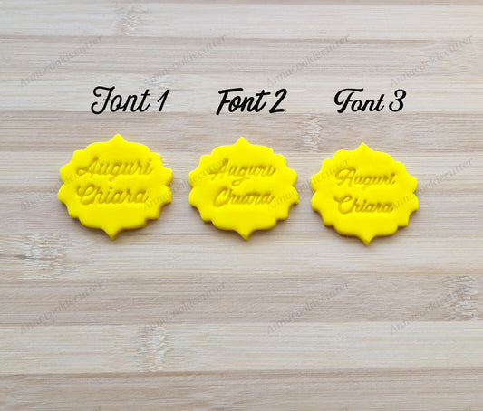 Tagliabiscotti Testo Personalizzato Comunione Battesimo Cresima Compleanno 7cm