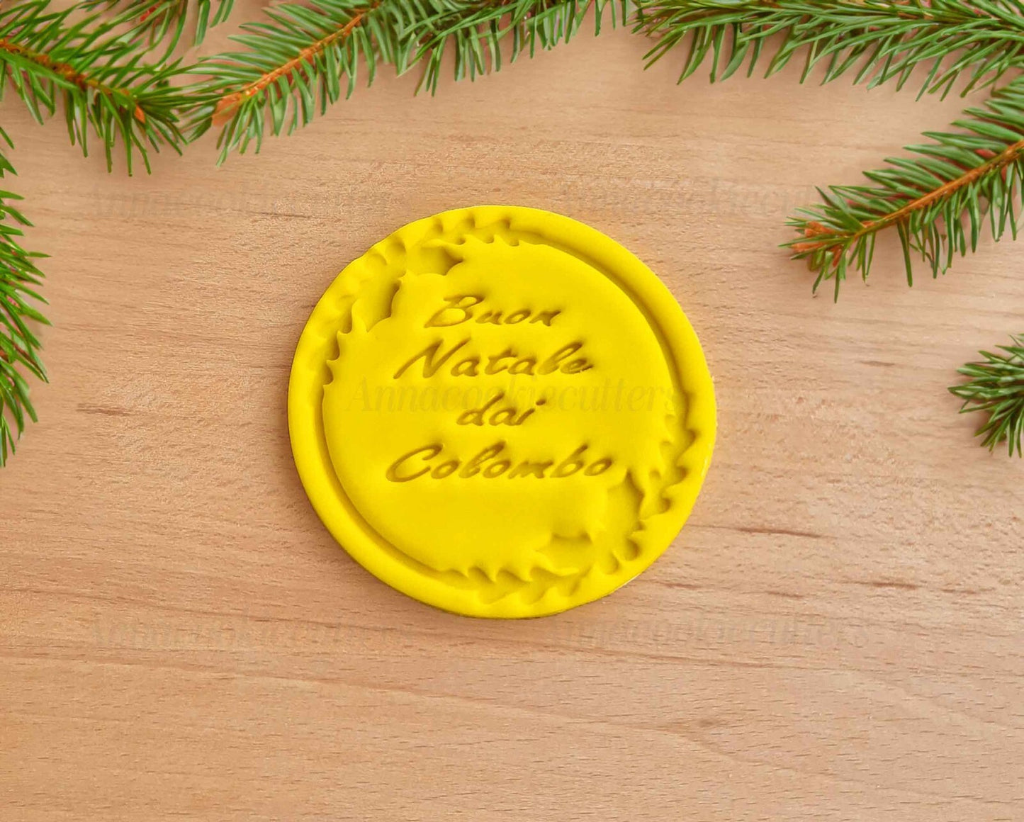 Tagliabiscotti Timbro Personalizzato Auguri di Natale Formine Natalizie 8 cm