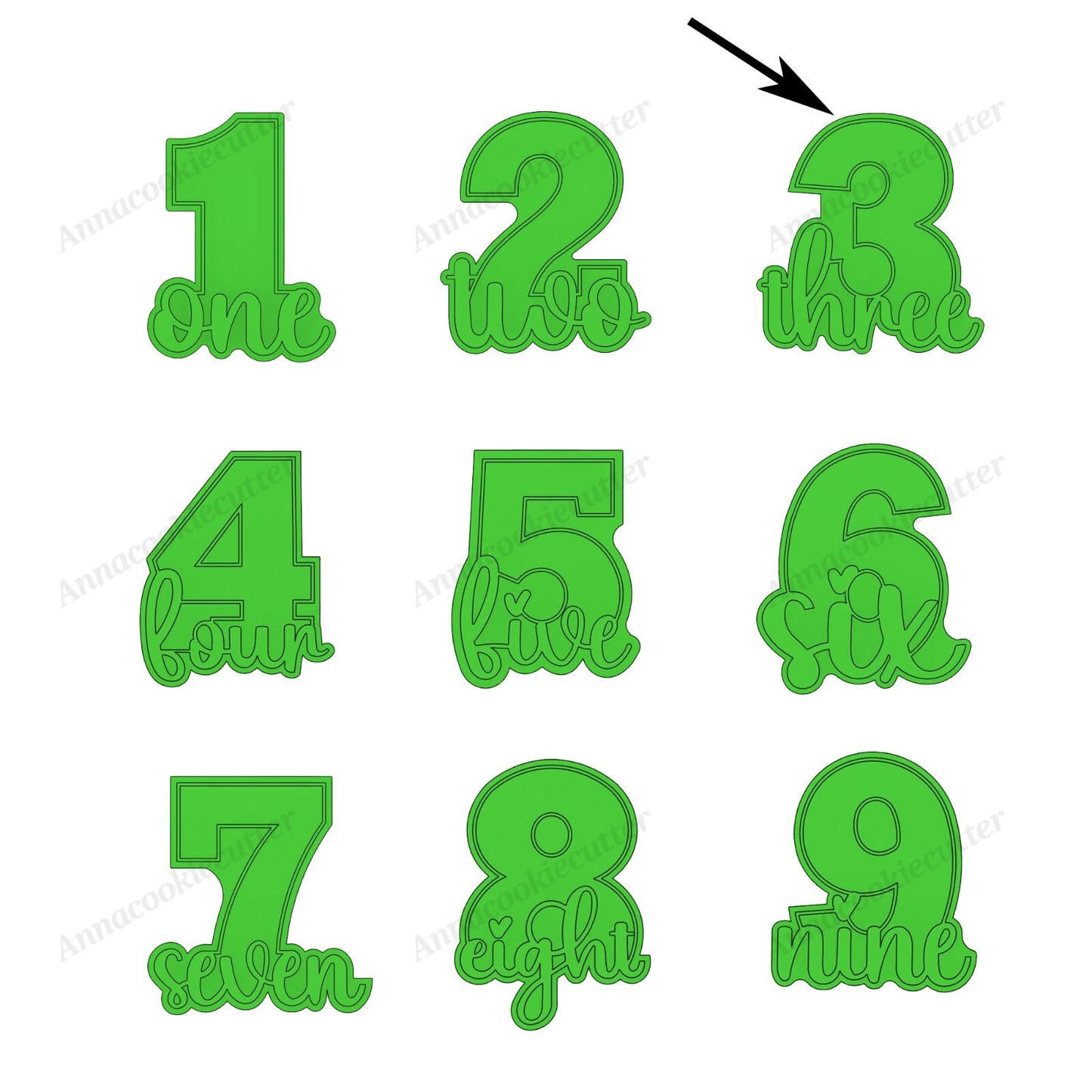 Set di Formine per Biscotti con Numeri di Compleanno da 1 a 9 Cookie Cutter