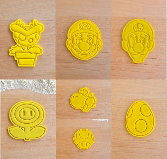 Super Mario Bros Tagliabiscotti Set 7 Pezzi Formine Per Biscotti Tema Compleanno