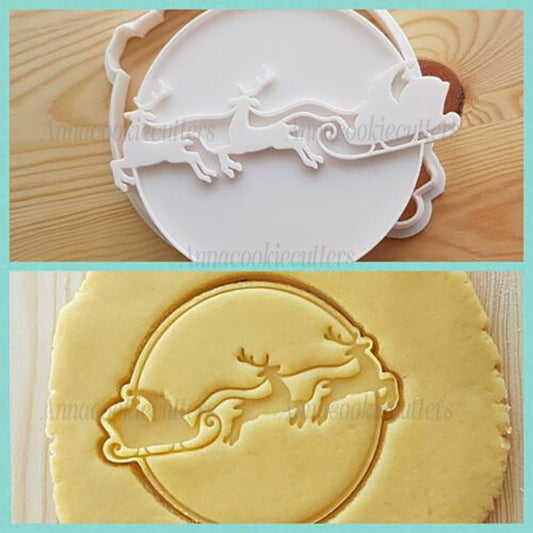 Slitta Di Babbo Natale Formina Per Biscotti Pasta Zucchero Cookie Cutter 11x10cm