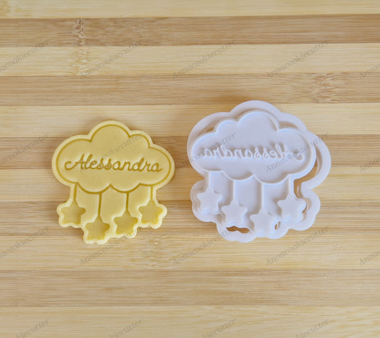 Tagliabiscotti Nuvola e Stella Personalizzato Baby Shower Battesimo Compleanno