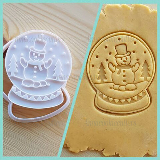 Globo Con Pupazzo Di Neve Formine Biscotti Pasta Zucchero Cookie Cutter 8x10 cm