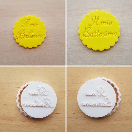 Timbro Il Mio Battesimo Embossing Impronta Cake Design Formina Cookie Cutter 7cm