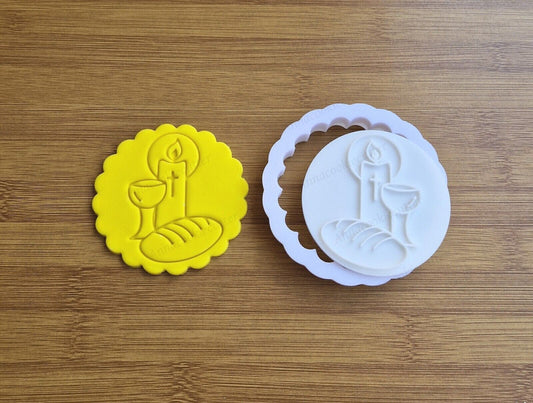 Candela Pane Calice Tagliabiscotti per Battesimo Comunione Cresima Cookie Cutter