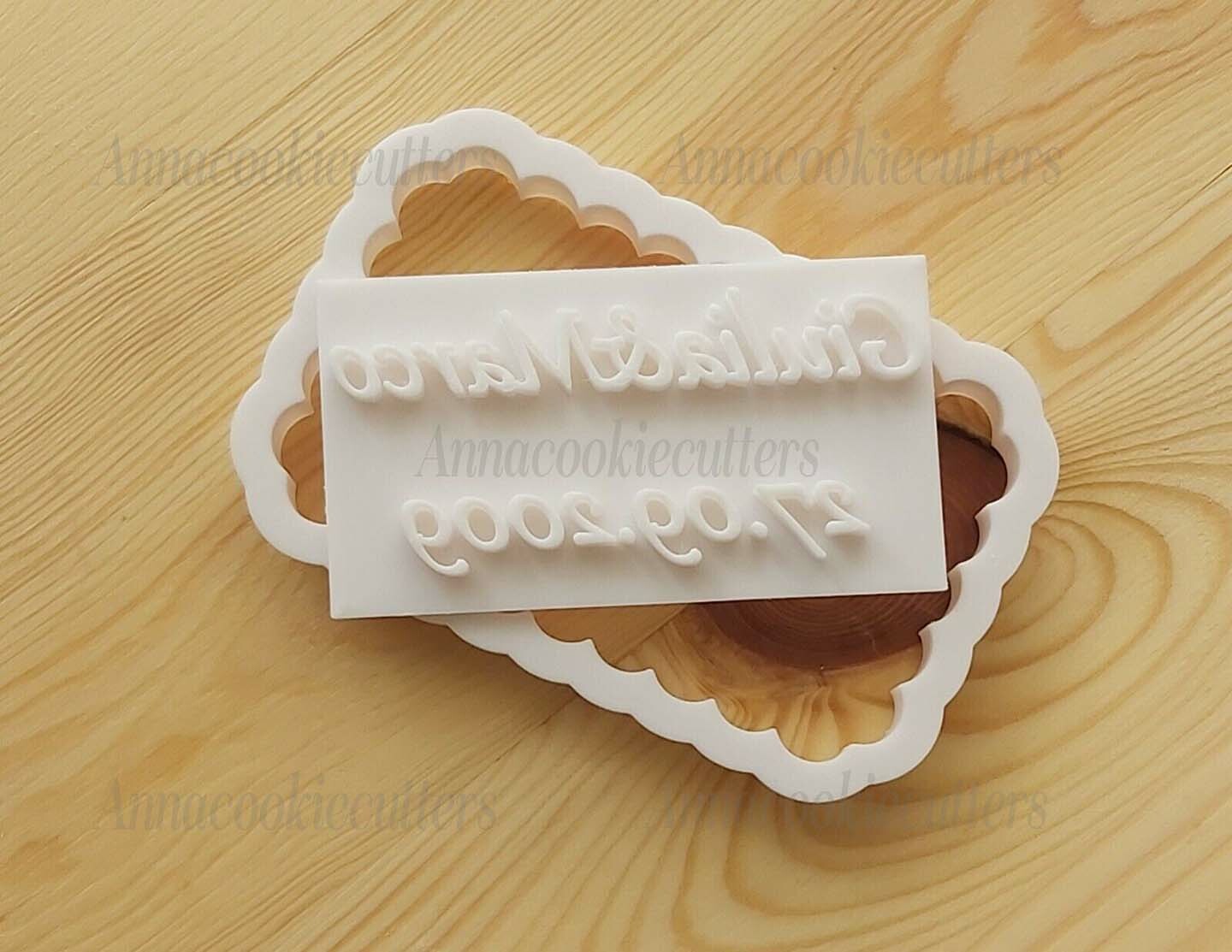 Biscotto Con Testo Personalizzabile Compleanno Matrimonio Stampino Cookie Cutter