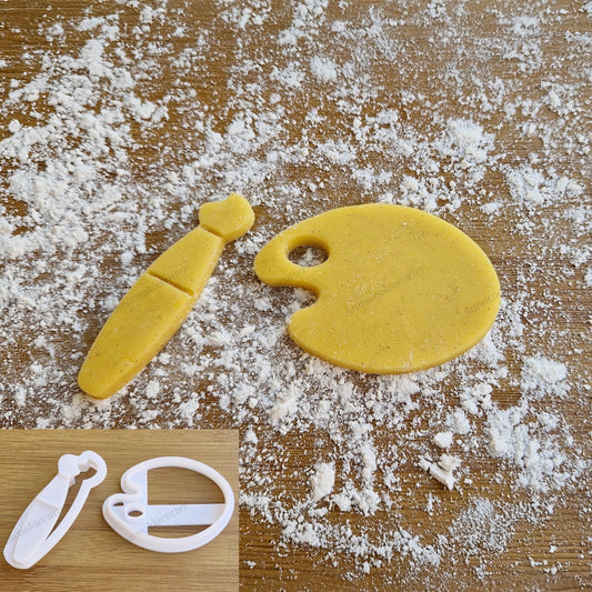 Formina per Biscotti a Forma di Tavolozza di Colori e Pennello Cookie Cutter