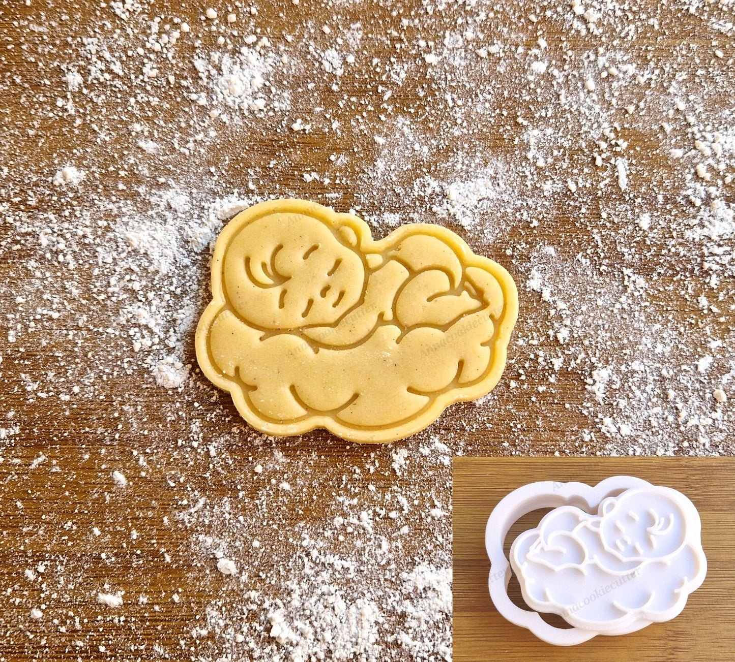 Formina Bambino che Dorme su Nuvola Taglia Biscotti Baby Shower Stampo Battesimo