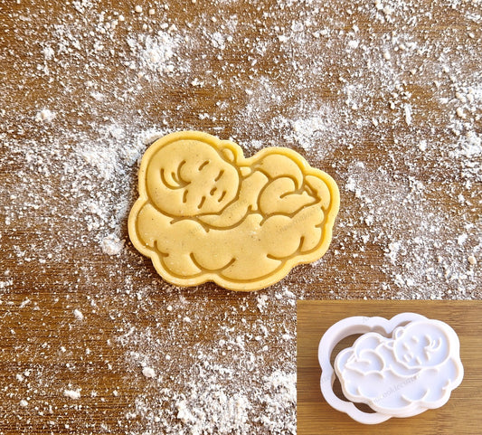 Formina Bambino che Dorme su Nuvola Taglia Biscotti Baby Shower Stampo Battesimo