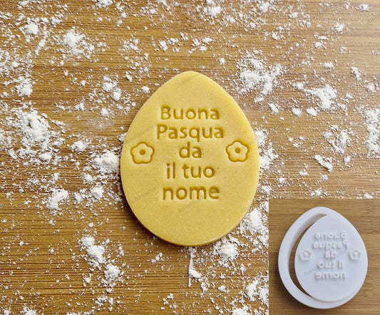 Formina Buona Pasqua Taglia Biscotti Uovo Personalizzabile con Nome 8 cm