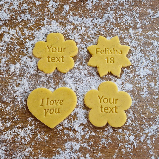 Taglia Biscotti Cuore Fiore e Stella Personalizzati Formine Cookie Cutter 8 cm