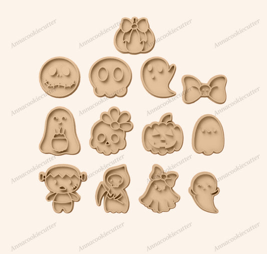 Set 7 Formine per Biscotti Solo Timbri di Halloween Cookie Cutter Spettrali