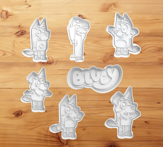 Bluey Formine Per Biscott Set 7 Pezzi Cookie Cutter Frolla Pasta di Zucchero 8cm