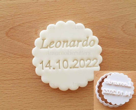 Tagliabiscotti Personalizzabile Nome Compleanno Comunione Stampo Battesimo 7cm