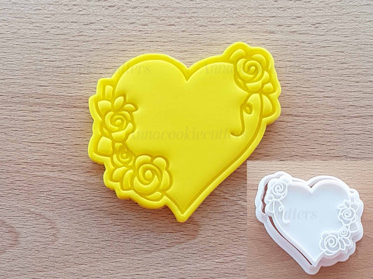Formina Cuore Con Rose Per Biscotti Stampo Fiori Tagliabiscotti Cake Design