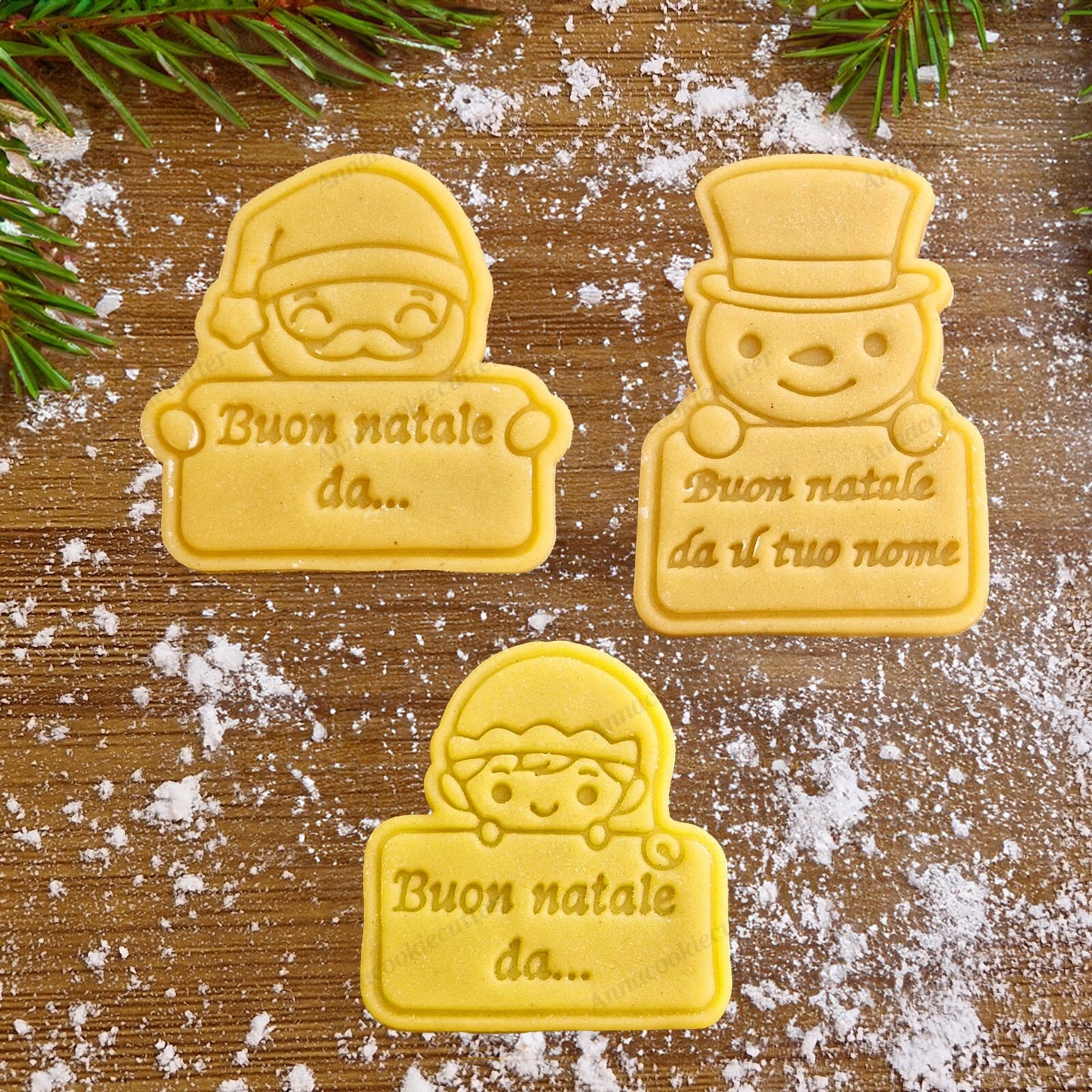 Formina Taglia biscotti Buon Natale Cookie Cutter Personalizzabile Con Nome 8 cm