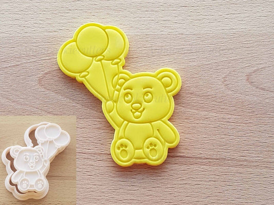 Orsetto Nascita Peluche Formina Battesimo Orso Palloncini Cookie Cutter 10x7 cm