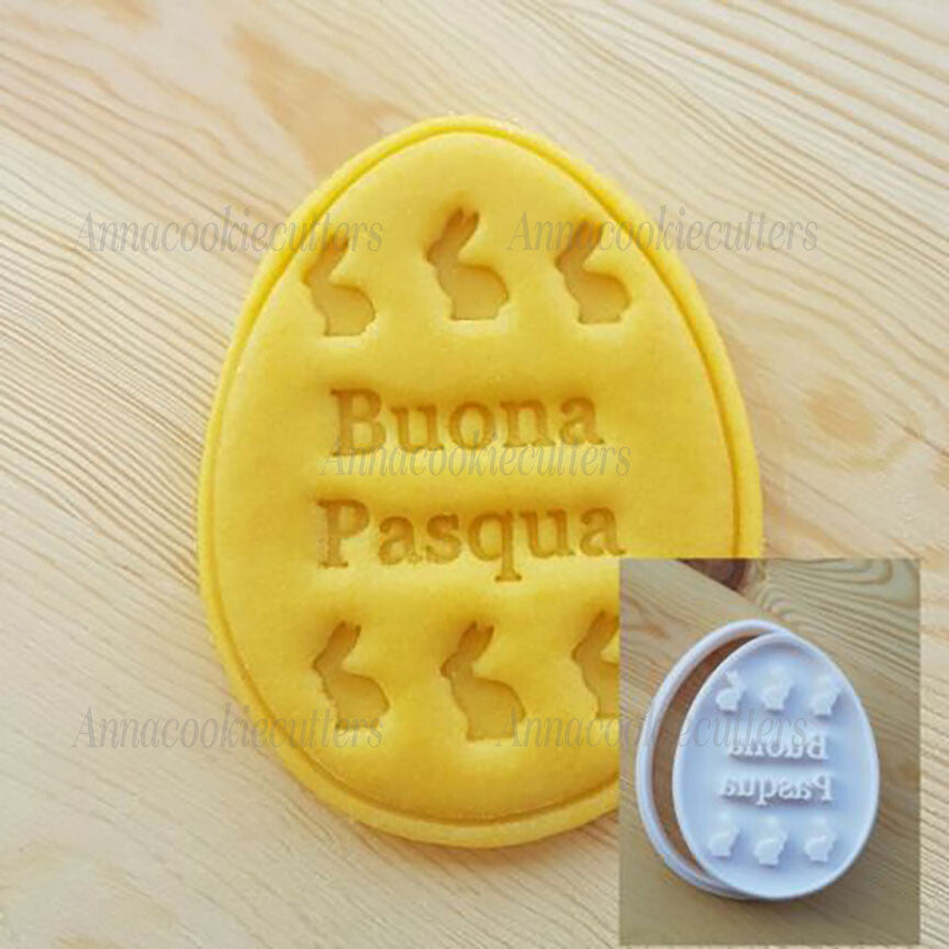 Uova Di Pasqua Formina Per Biscotti | Tagliabiscotti con Coniglietti | Stampino Pasquale per Dolci, | Idea Regalo Festa di Pasqua 7x10 cm