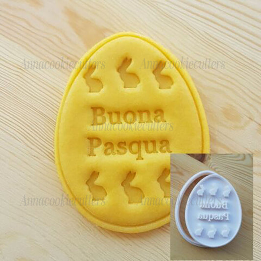 Uova Di Pasqua Formina Per Biscotti | Tagliabiscotti con Coniglietti | Stampino Pasquale per Dolci, | Idea Regalo Festa di Pasqua 7x10 cm