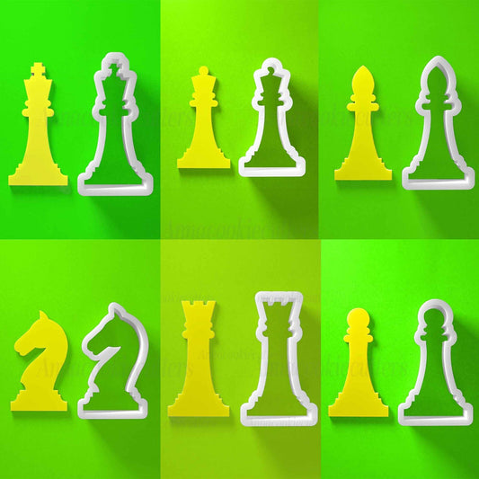 Set Tagliabiscotti A Tema Scacchi Re, Regina, Alfiere, Cavallo, Torre, Pedone