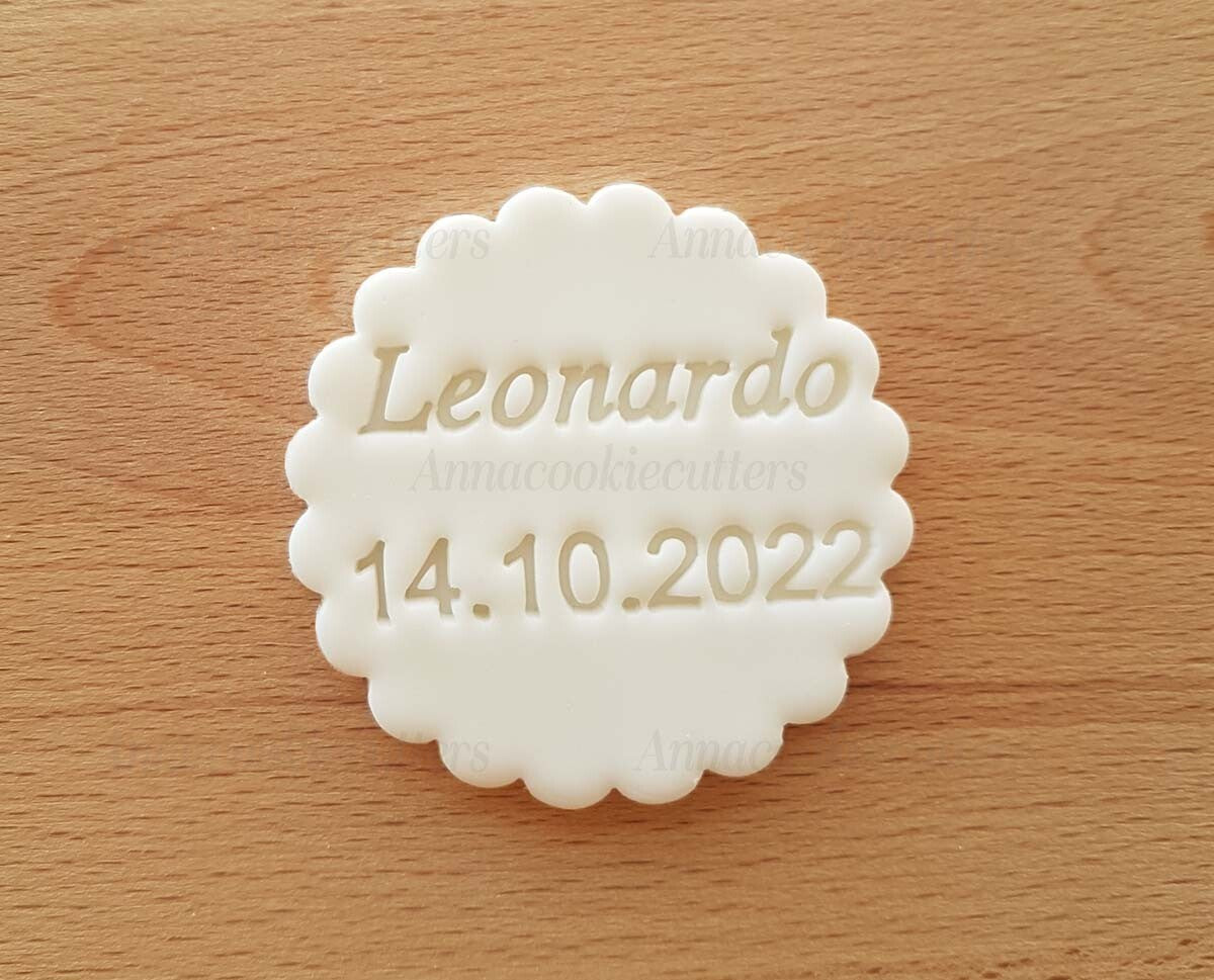 Tagliabiscotti Personalizzabile Nome Compleanno Comunione Stampo Battesimo 7cm