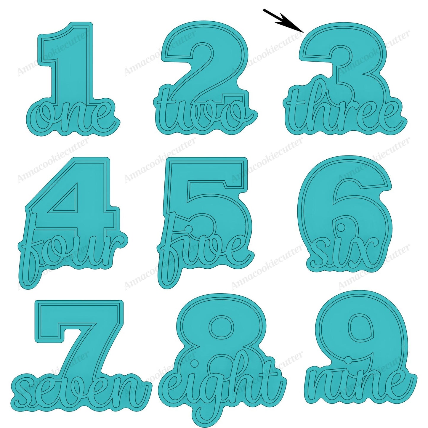 Set di Formine per Biscotti con Numeri di Compleanno da 1 a 9 Cookie Cutter