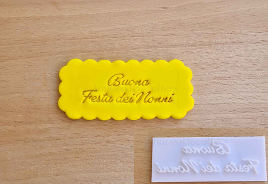Timbro Tagliabiscotti Buona Festa Dei Nonni Formina per Biscotti  60x25 mm