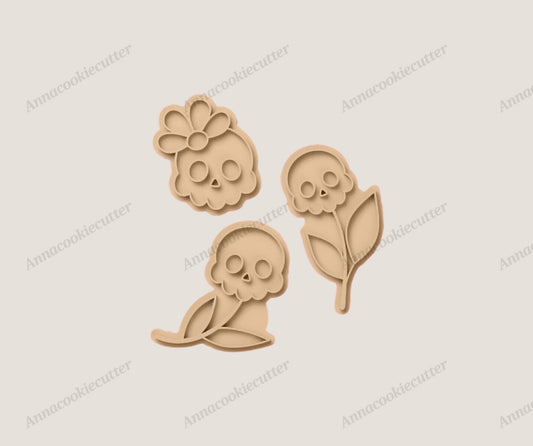 Set 3 Formine Timbri Per Biscotti Fiori di Halloween Cookie Cutter Spettrali