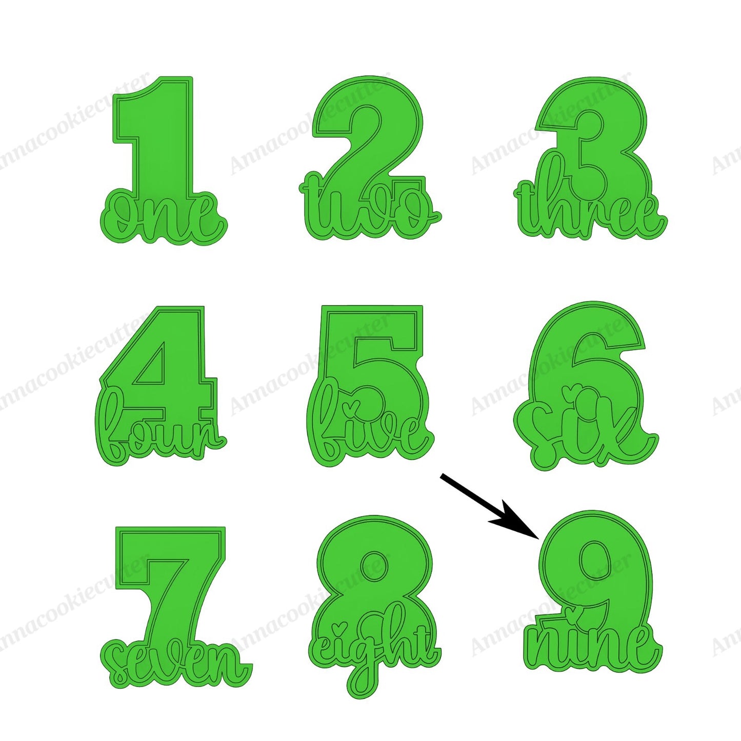 Set di Formine per Biscotti con Numeri di Compleanno da 1 a 9 Cookie Cutter