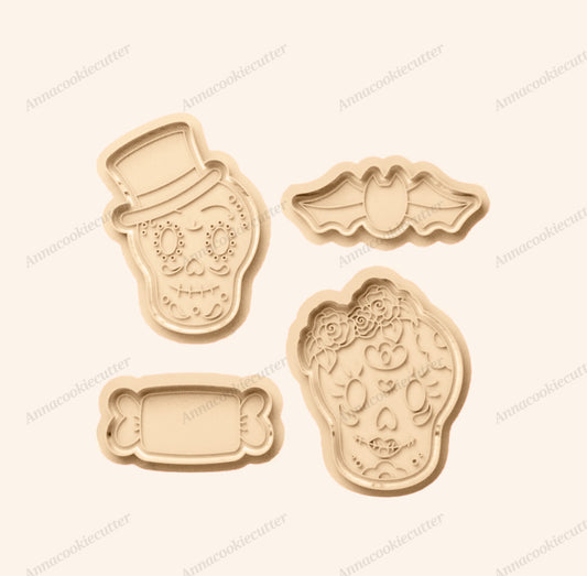 Set 4 Formine Halloween Taglia Biscotti Spettrali Cookie Cutter Giorno dei Morti