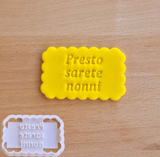 Tagliabiscotti Annuncio Gravidanza Futuro Bambino Testo Personalizzabile 7x5 c