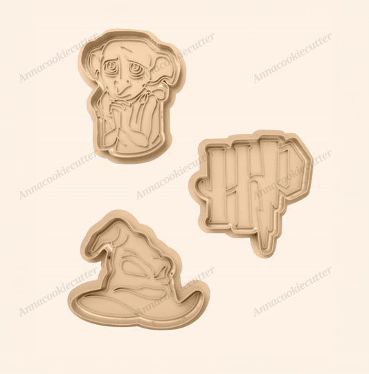 Set Magico di Formine per Biscotti Logo Harry Potter, ‍Dobby, Cappello Parlante