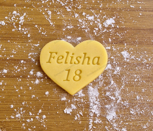 Formina Taglia Biscotti Cuore Personalizzato con Nome ed Età Cookie Cutter