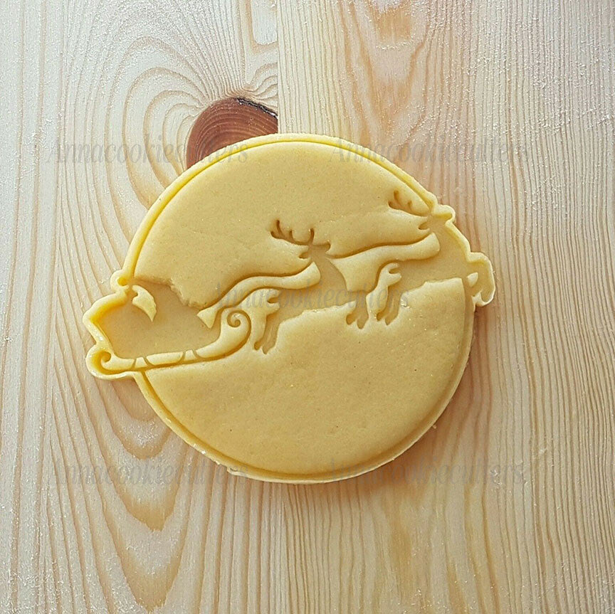 Slitta Di Babbo Natale Formina Per Biscotti Pasta Zucchero Cookie Cutter 11x10cm