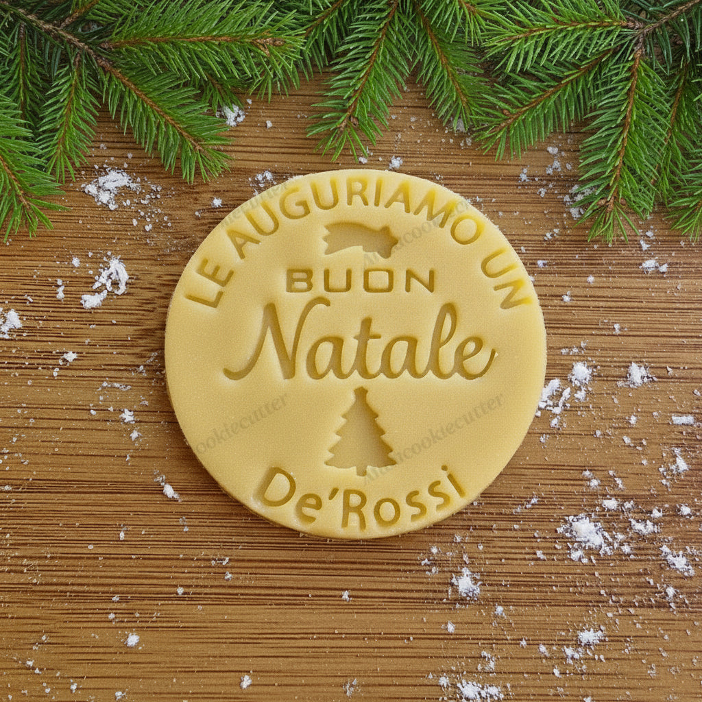 Formina per Biscotti "Buon Natale" Personalizzato Stampo Rotondo per Tradizione di Famiglia e Regali Fatti in Casa