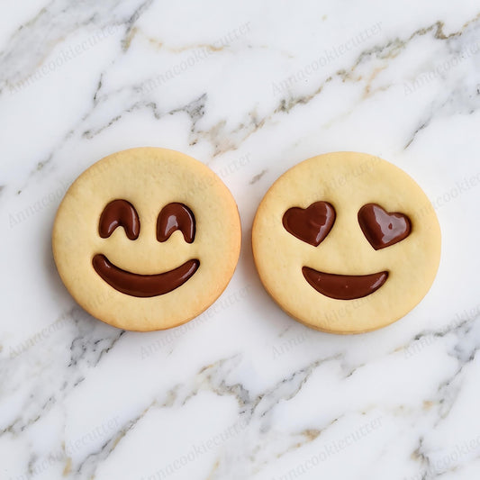 Formina Biscotti Emoji Occhi a Cuore, Timbro per Biscotti Faccina Sorridente, Set Stampini per Biscotti Linzer