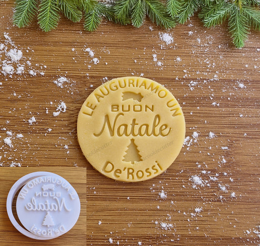 Formina per Biscotti "Buon Natale" Personalizzato Stampo Rotondo per Tradizione di Famiglia e Regali Fatti in Casa