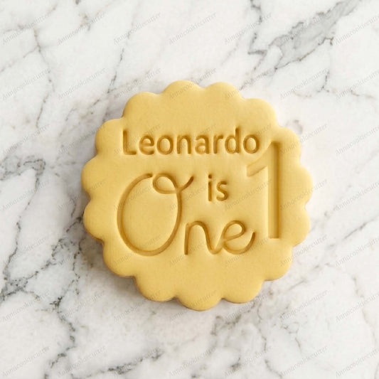 Tagliapasta Personalizzato Primo Compleanno, Timbro per Fondente 1 Anno | Stampo Nome Personalizzabile Baby Shower, Embosser Biscotti Nome Personalizzato 7 cm