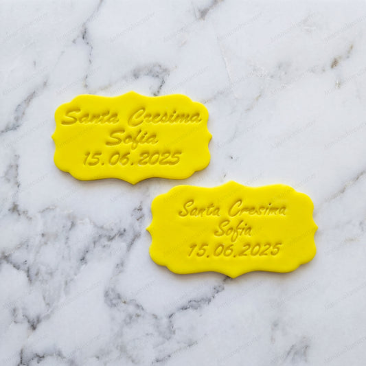 Taglia Biscotti Santa Cresima Formina Cornice Personalizzata Nome E Data 10x6 cm