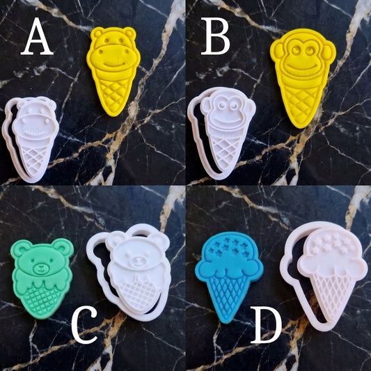 Tagliabiscotti Gelato con Animali | Formina per Biscotti Orso, Scimmia e Ippopotamo