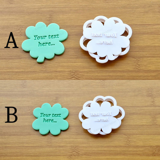 Quadrifoglio Formina per Biscotti Testo Personalizzabile Tagliabiscotti 7/8 cm