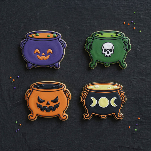 Set calderoni Halloween 7 cm - tagliabiscotti con timbro dettagliato - Annacookiecutter
