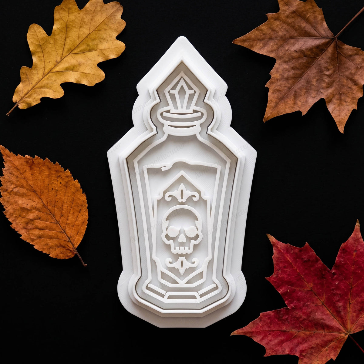 Tagliabiscotti flacone elisir alto con teschio Halloween in PLA alimentare - Annacookiecutter