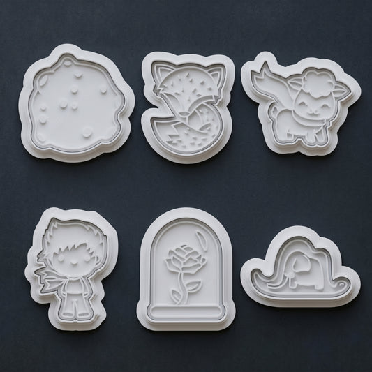 Set di Formine per Biscotti il Piccolo Principe - 6 Tagliabiscotti con Timbro da 5 a 9 cm