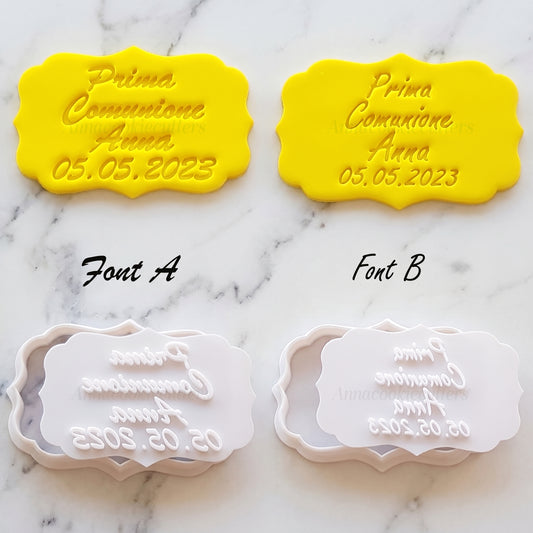 La Mia Prima Comunione Formine Per Biscotti Personalizzati Nome E Data 10x6 cm